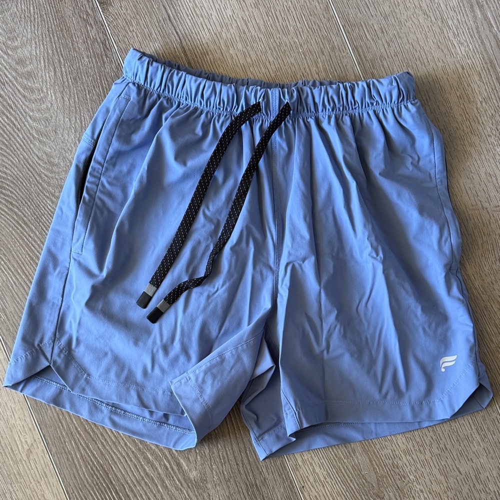 Fabletics Men's Athletic Lined Shorts Trio - Blue, Black, Beige - Picture 13 of 15